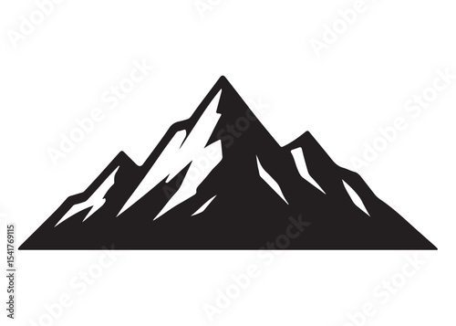 mountain logo silhouette vector, mountain logo icon silhouette, mountain with forest vector silhouette, rocky peaks mountain silhouette vector logo on white background