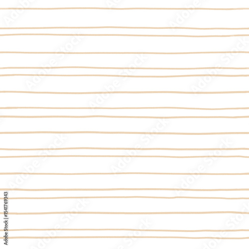 Seamless watercolor stripe pattern, hand drawn thin lines, cute baby ochre background