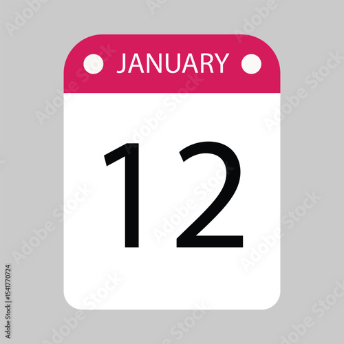 A Single Day on a Calendar Page Displaying January 12	