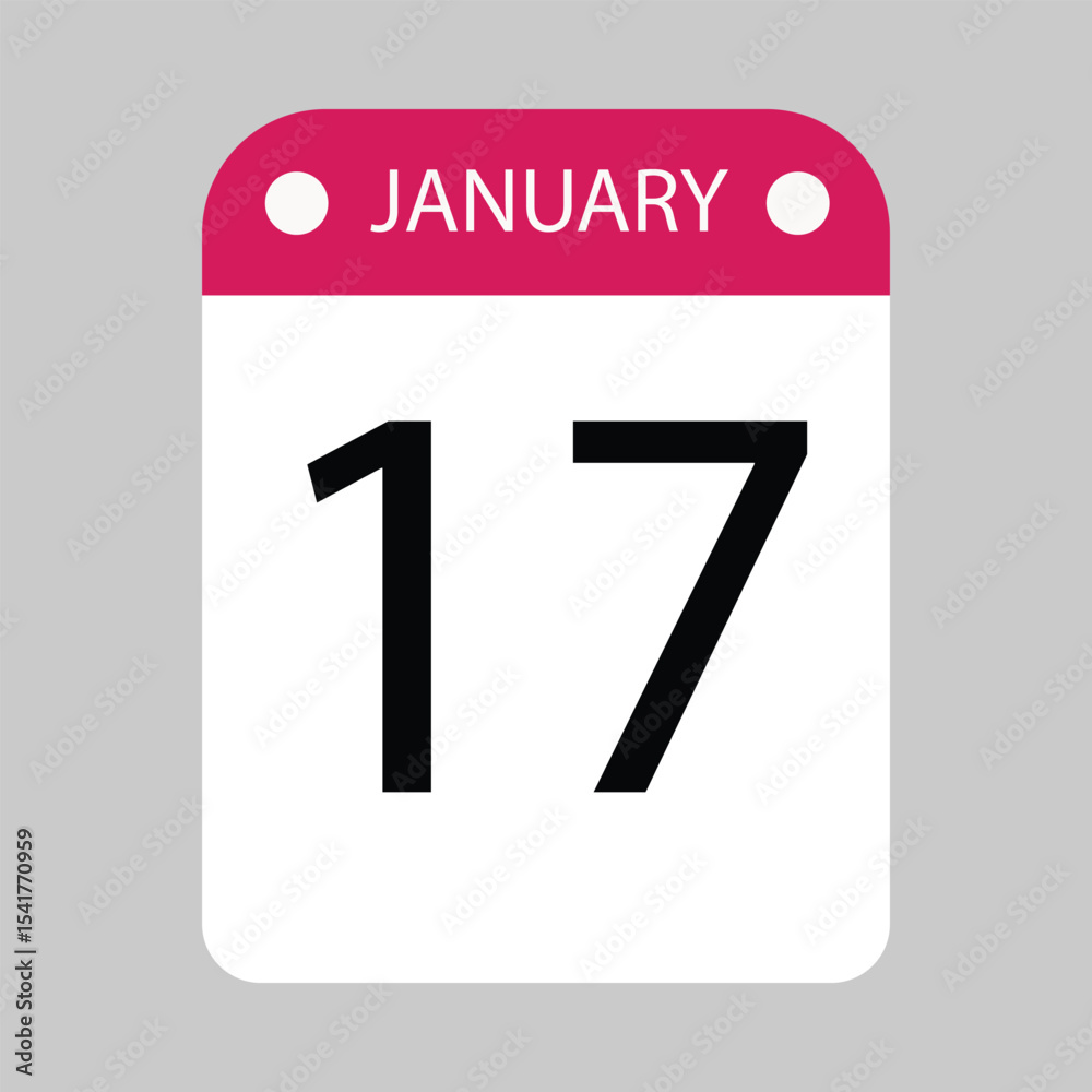 Fototapeta premium A Calendar Page for the Date January Seventeenth 