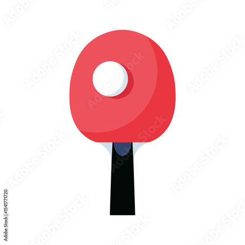 Ping pong or table tennis racket flat icon on white background. Vector illustration