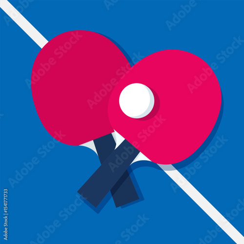 Table tennis or ping pong background. Two rackets and a ball. Vector illustration