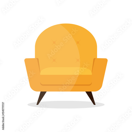Yellow armchair seat flat icon isolated on white background. Flat chair icon symbol. Vector illustration