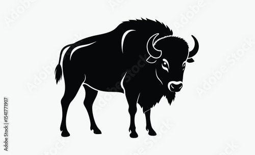 buffalo silhouette, wild animal vector, bison icon black, buffalo profile shape