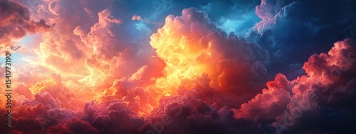 Vibrant Sunset Cloudscape Dramatic Sky Colorful Clouds Nature Background