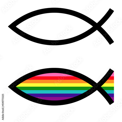 Christian fish, Jesus fish religious sign. God Christ logo illustration