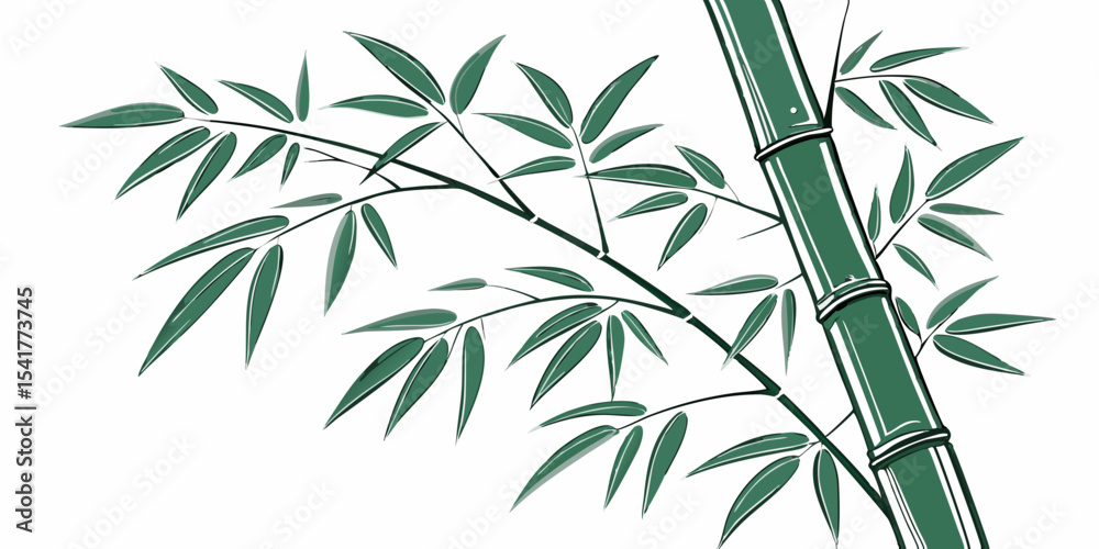 Obraz premium Raining cute , wallpaper and seamless tropical ,texture and silhouette green bamboo forest white background