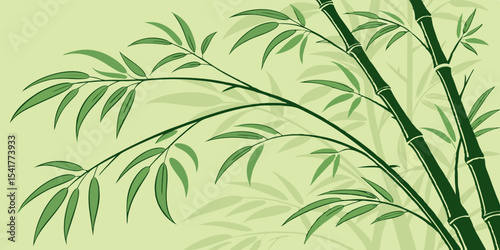 Raining cute , wallpaper and seamless tropical ,texture and silhouette bamboo forest  green background 