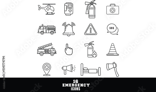 Clean Line Icons Essential Emergency Services