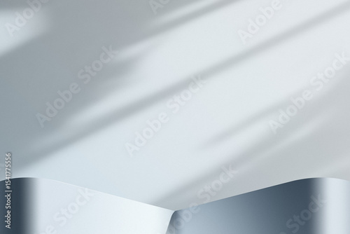 Empty podium or pedestal in elegant on pastel blue gradient background with shadow overlay,ideal mockup for product display presentation showcase backdrop design