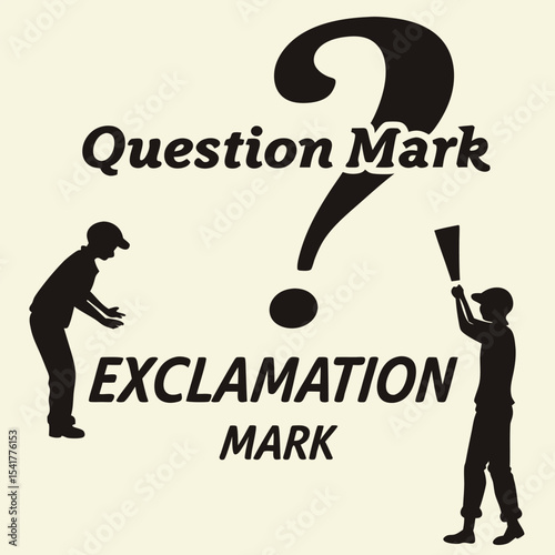 Silhouette of a question mark and exclamation mark icon, representing confusion, surprise, punctuation, communication, and emotional expression in minimal black vector style.