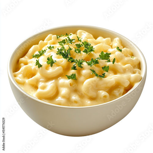 Wallpaper Mural Delicious creamy macaroni and cheese bowl garnished with fresh parsley on a white background food photography Torontodigital.ca