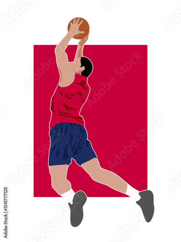 Basketball player trying to slam dunk