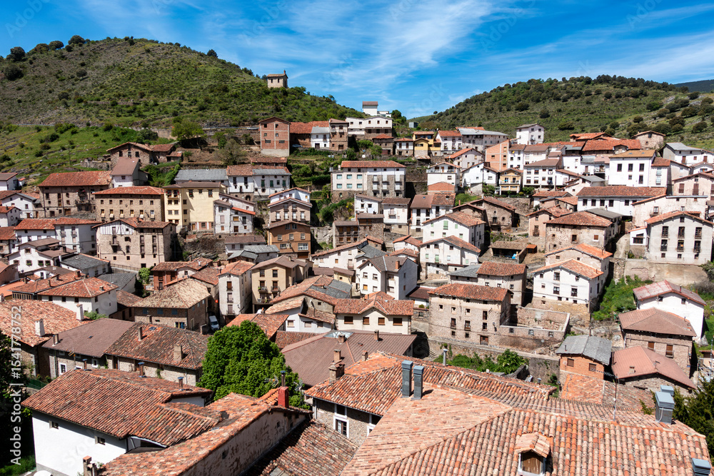 Fototapeta premium View of the town of Ortigosa de Cameros in the autonomous community of La Rioja, Spain.