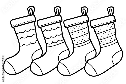 Christmas Stocking Line Art Set