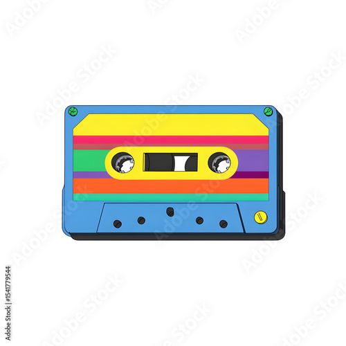 Retro Audio Cassette Graphic Isolated On White	