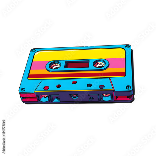 Retro Audio Cassette Graphic Isolated On White	
