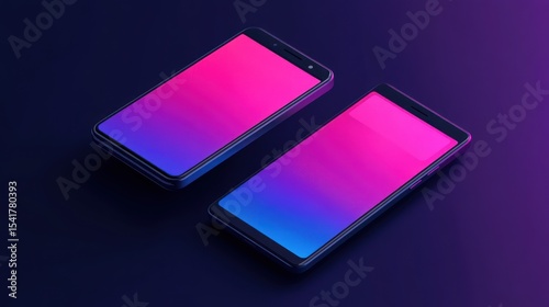 Two smartphones with vibrant gradients