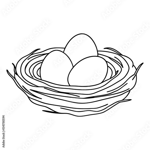 bird nest with eggs simple seasonal nature icon for autumn or spring concept vector icon