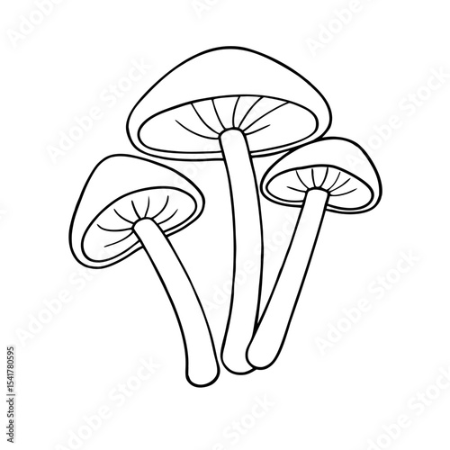 three mushrooms with caps and stems forest fungi for autumn nature and food design vector icon