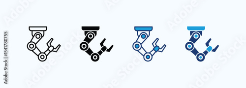 Robot Arm icon set multiple style collection