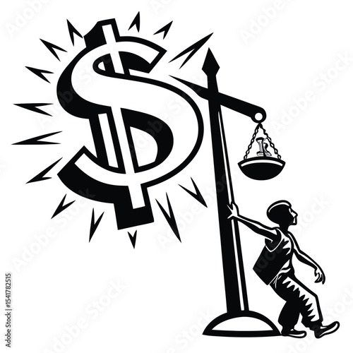 The Weight of Money A Symbolic Representation of Economic Imbalance and Individual Struggle Against Financial Power