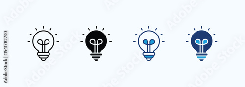 Bulb icon set multiple style collection