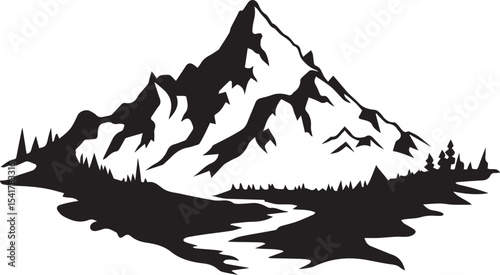 mountain, mountain range, rocky mountain, mountain peak, nature silhouette, landscape outline, scenic view, outdoor shape, highland silhouette,