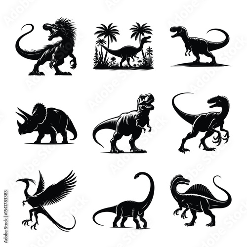 Dinosaur bundle on isolated wite background
