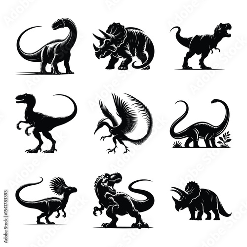 Dinosaur bundle on isolated wite background
