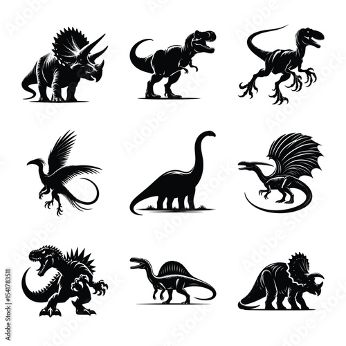 Dinosaur bundle on isolated wite background
