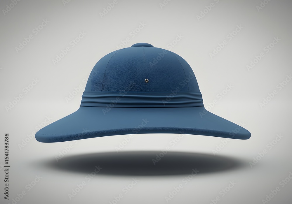Fototapeta premium Stylish Blue Pith Helmet - Headwear Mockup for Fashion Design