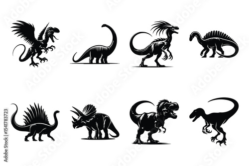 Dinosaur bundle on isolated wite background
