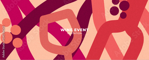 hand-drawn wine design template – banner, card or invitation with retro minimalist background