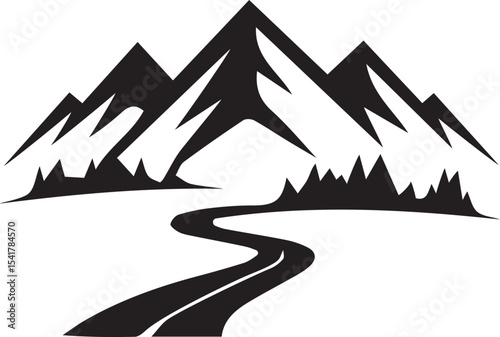 mountain, mountain range, rocky mountain, mountain peak, nature silhouette, landscape outline, scenic view, outdoor shape, highland silhouette, hiking icon, adventure mountain, natural beauty, wildern
