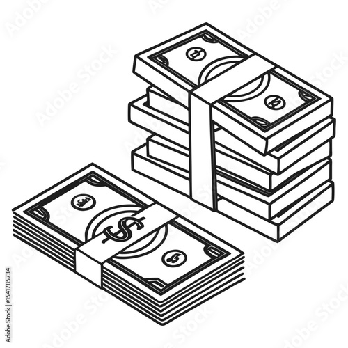 Stacks of Currency Depicting Wealth and Financial Success A Symbolic Representation of Prosperity and Monetary Gain in Business