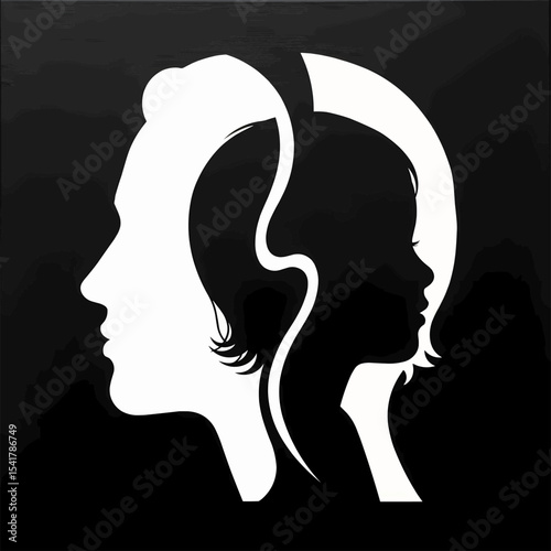 Mother and daughter silhouette elegant design beautiful bond timeless connection