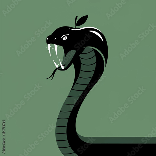 Mysterious Cobra Apple Temptation Forbidden Fruit Danger Awaits
