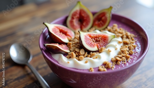 Delicious Yogurt Bowl with Fresh Figs and Granola for a Healthy Breakfast or Snack