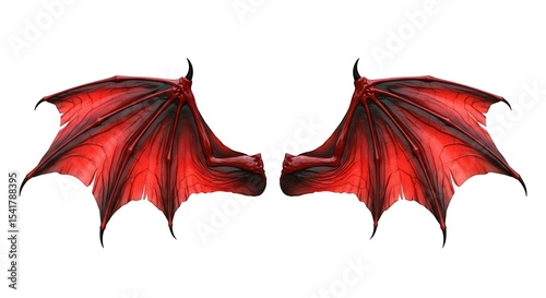 Fiery Red Dragon Wings Fantasy Art, Digital Painting, Mythical Creature Wings, Imaginative Wings Design