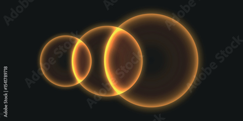 three concentric golden circles on a dark background that overlap, creating a glowing or abstract light effect.