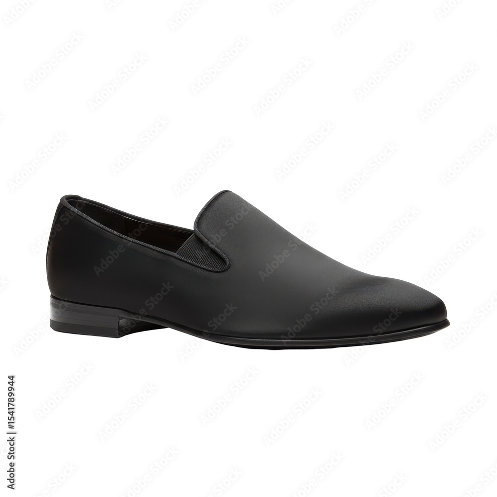 Sleek black leather slip on mens dress shoe Sleek black leather slip on mens dress shoe