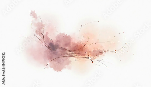 Abstract watercolor painting background with branches and soft pastel colors