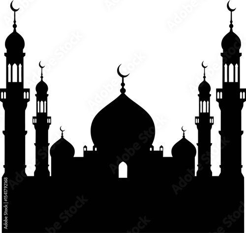 Mosque Silhouette Icon - Islamic Architecture Landmark

