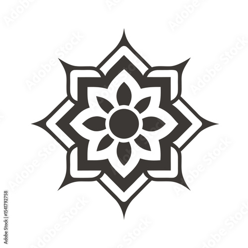 Elegant black and white floral ornamental design illustration for decorative graphic use