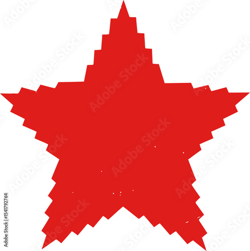 Red Grunge Jagged Star Shape - Distressed Design Element

