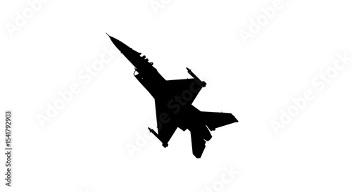 Vector Silhouette of Detailed Fighter Jet F-16 – Military Aircraft Illustration for Defense and Aviation Design