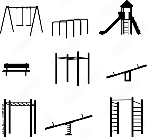 Playground Equipment Silhouettes - Kids Park Elements

