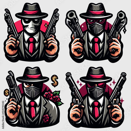 Mafia esport mascot logo gaming design