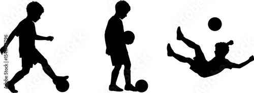 Boys Playing Soccer Silhouettes - Kids Football Action

